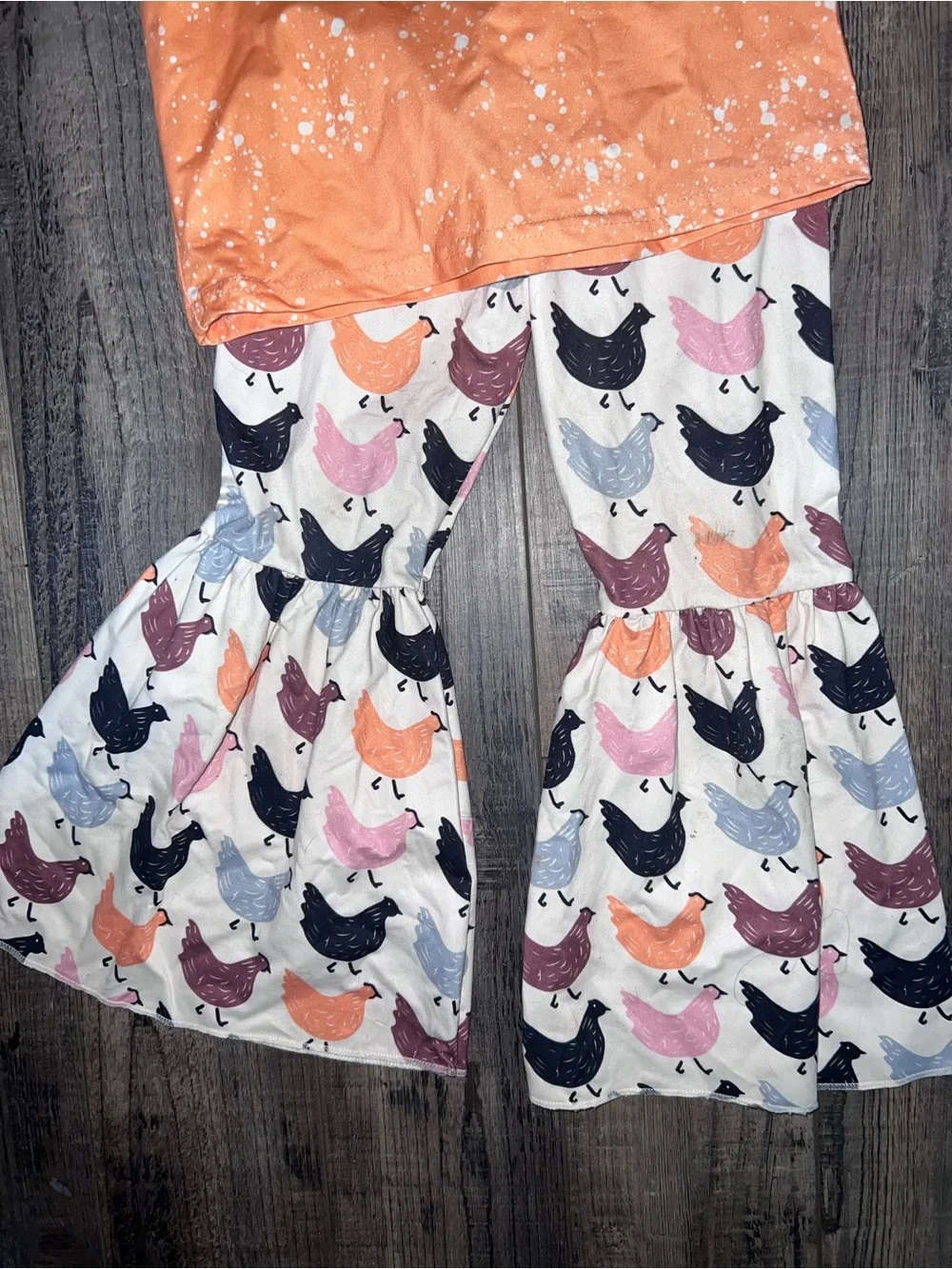 Girls Orange 'Just a Girl Who Loves Chickens' Matching Set